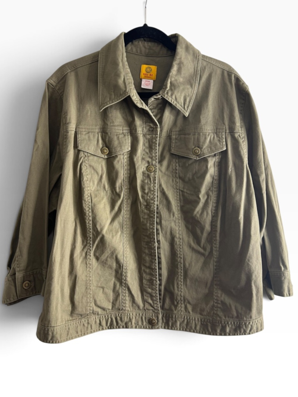 Ruby Rd. Women's Petite Khaki Utility Denim Jacket Size Size 24W